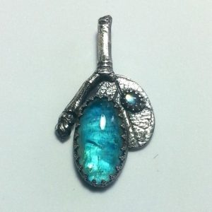 Natural Aquamarine and Moonstone Pendant